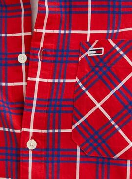 Chemise Tommy Jeans Small Check Rouge pour Homme