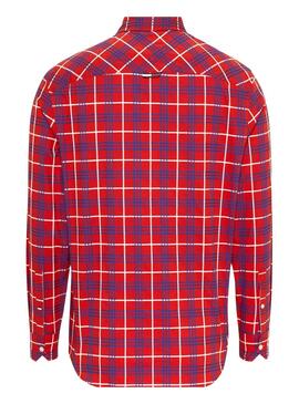 Chemise Tommy Jeans Small Check Rouge pour Homme