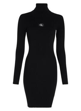 Robe Calvin Klein Badge Roll Noire pour Femme