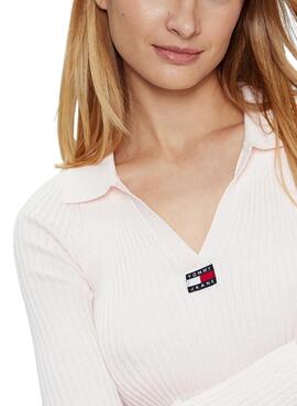 Pull Tommy Jeans Badge Blanc pour Femme