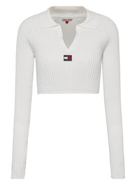 Pull Tommy Jeans Badge Blanc pour Femme