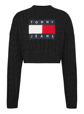 Pull Tommy Jeans Center Flag Noire pour Femme