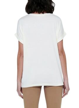 T-Shirt Only Moster Blanc Beige pour Femme