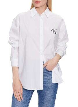 Chemise Calvin Klein Jeans Monologo Blanc Femme