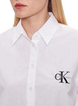Chemise Calvin Klein Jeans Monologo Blanc Femme