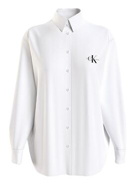 Chemise Calvin Klein Jeans Monologo Blanc Femme