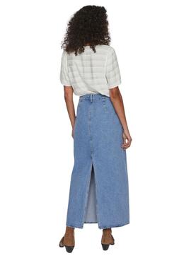 Jupe Denim Vila Vikira Long Light Bleu Femme