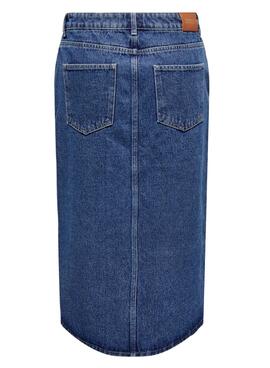 Jupe Denim Only Biamjca Midi Medium Bleu Femme