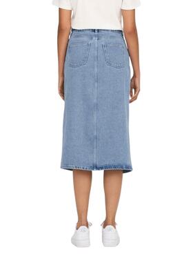 Jupe Denim Only Blanc Midi Light Bleu Femme