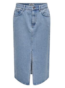 Jupe Denim Only Blanc Midi Light Bleu Femme