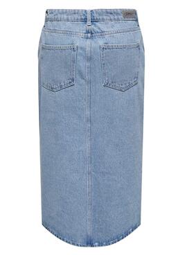 Jupe Denim Only Blanc Midi Light Bleu Femme