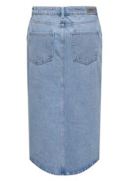 Jupe Denim Only Blanc Midi Light Bleu Femme