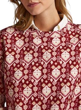 Sweat Pepe Jeans Bella Printed Bordeaux Femme