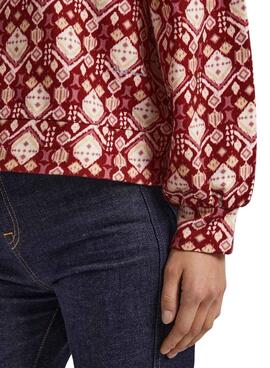 Sweat Pepe Jeans Bella Printed Bordeaux Femme