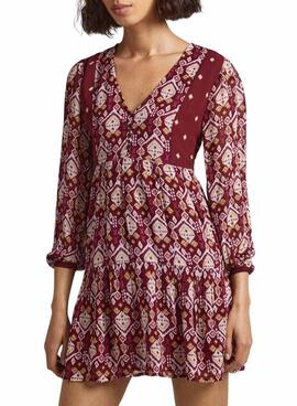 Robe Pepe Jeans Galatée Bordeaux pour Femme