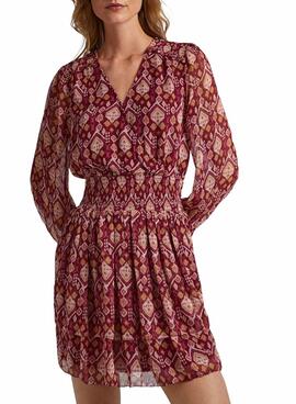 Robe Pepe Jeans Gala Printed Bordeaux Femme