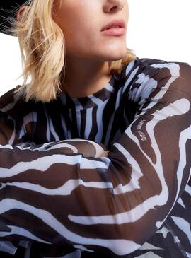 Robe Tommy Jeans Zebra Maxi Bleu pour Femme