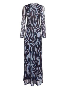 Robe Tommy Jeans Zebra Maxi Bleu pour Femme
