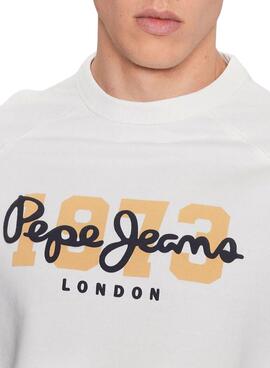 Sweat Pepe Jeans Meier Blanc pour Homme