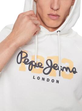 Sweat Pepe Jeans Meier Hoodie Blanc Homme