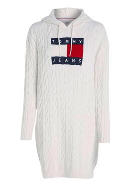 Robe Tommy Jeans Câble Flag Blanc pour Femme