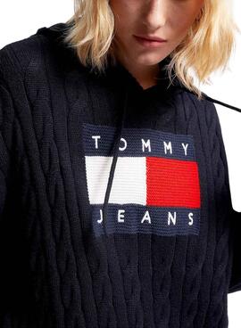 Robe Tommy Jeans Câble Flag Noire pour Femme