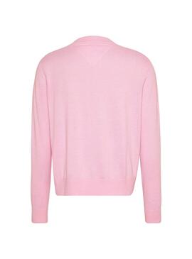 Pull Tommy Jeans Essential Crew Rosa pour Femme