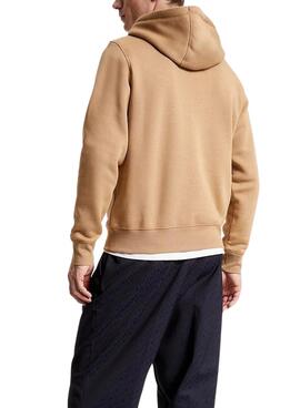 Sweat Tommy Hilfiger Logo Hoody Brun Homme