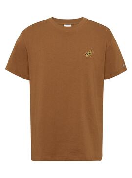 T-Shirt Tommy Jeans Gold Signature Brun Homme