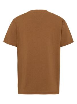 T-Shirt Tommy Jeans Gold Signature Brun Homme