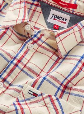 Chemise Tommy Jeans Check Pocket Beige Homme