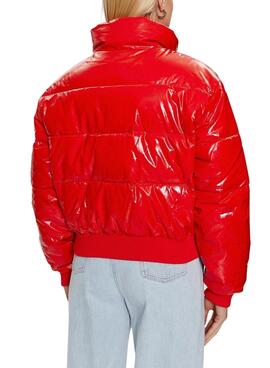 Veste Tommy Jeans Badge Brillant Rouge pour Femme