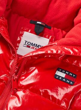 Veste Tommy Jeans Badge Brillant Rouge pour Femme