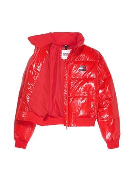 Veste Tommy Jeans Badge Brillant Rouge pour Femme