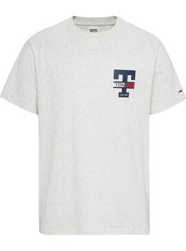 T-Shirt Tommy Jeans Letterman Gris pour Homme