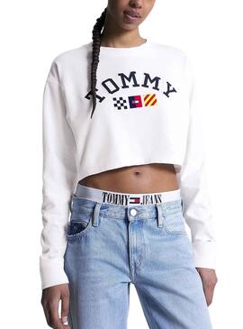 Sweat Tommy Jeans Archive Blanc pour Femme