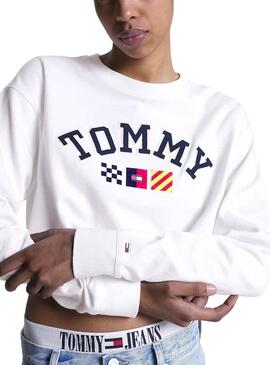 Sweat Tommy Jeans Archive Blanc pour Femme