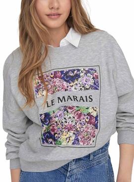 Sweat Only Amour Art Gris pour Femme