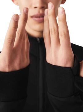 Sweat Lacoste Col haut Noire pour Homme