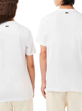 T-Shirt Lacoste Effet 3D Blanc Homme Femme