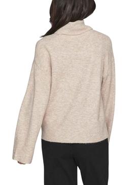 Pull Vila Vivimalina Rollneck Beige pour Femme