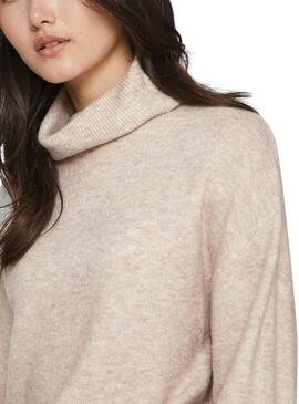 Pull Vila Vivimalina Rollneck Beige pour Femme
