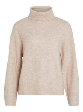 Pull Vila Vivimalina Rollneck Beige pour Femme