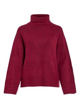 Pull Vila Vivimalina Rollneck Bordeaux pour Femme