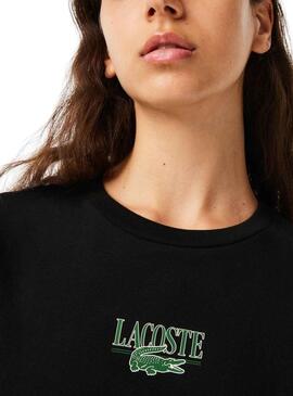 T-Shirt Lacoste Knitted Coton Noire pour Femme