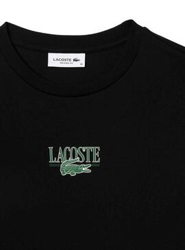 T-Shirt Lacoste Knitted Coton Noire pour Femme