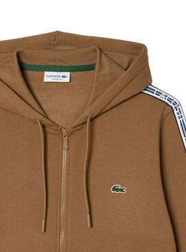 Sweat Lacoste Jogger Fermeture éclair Brun Homme