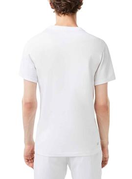 T-Shirt Lacoste Sport Knitted Blanc pour Homme