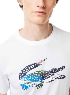 T-Shirt Lacoste Sport Knitted Blanc pour Homme