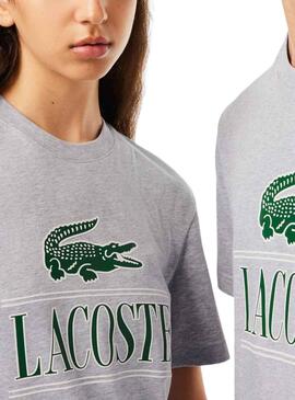 T-Shirt Lacoste Runs Large Gris Homme Femme